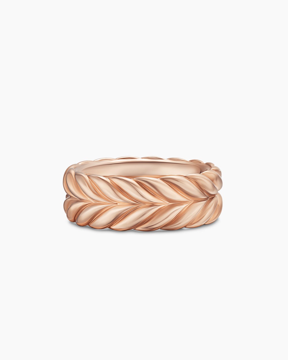 Mens Chevron Band Ring in 18K Rose Gold, 9mm