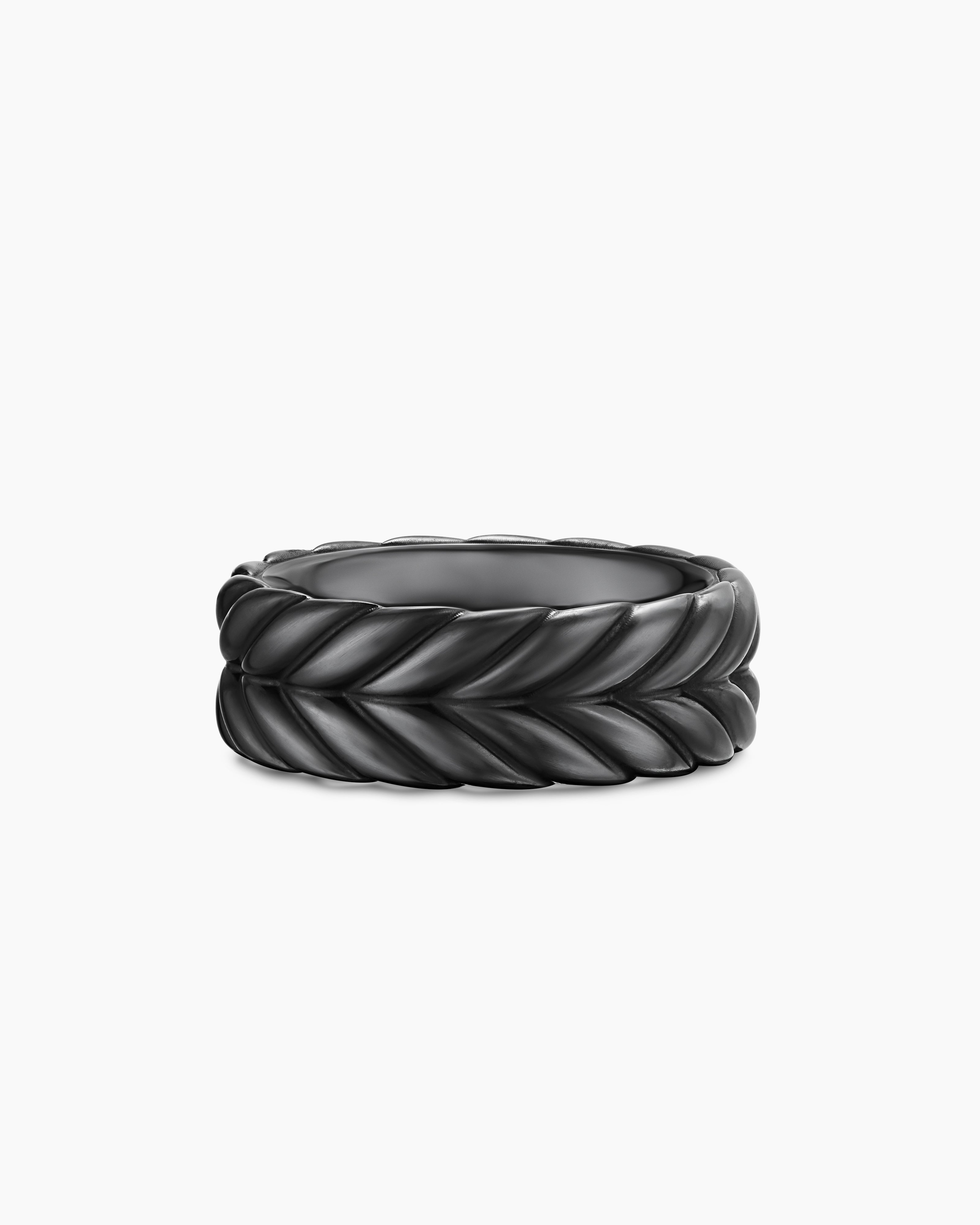 Anneau Chevron en titane noir, 9 mm homme 