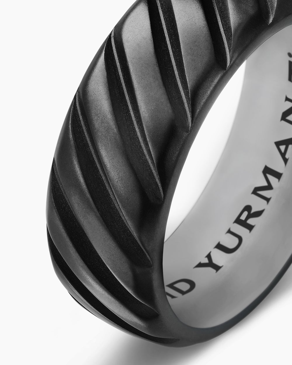 Mens Modern Cable Band Ring in Black Titanium, 9mm