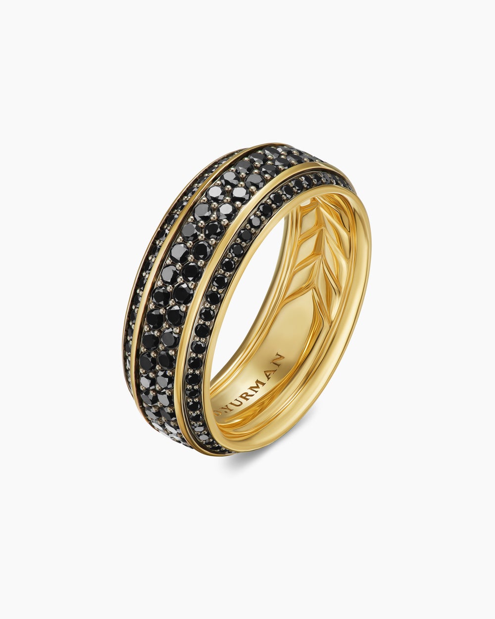 Mens Streamline Beveled Band Ring in 18K Yellow Gold, 8.5mm