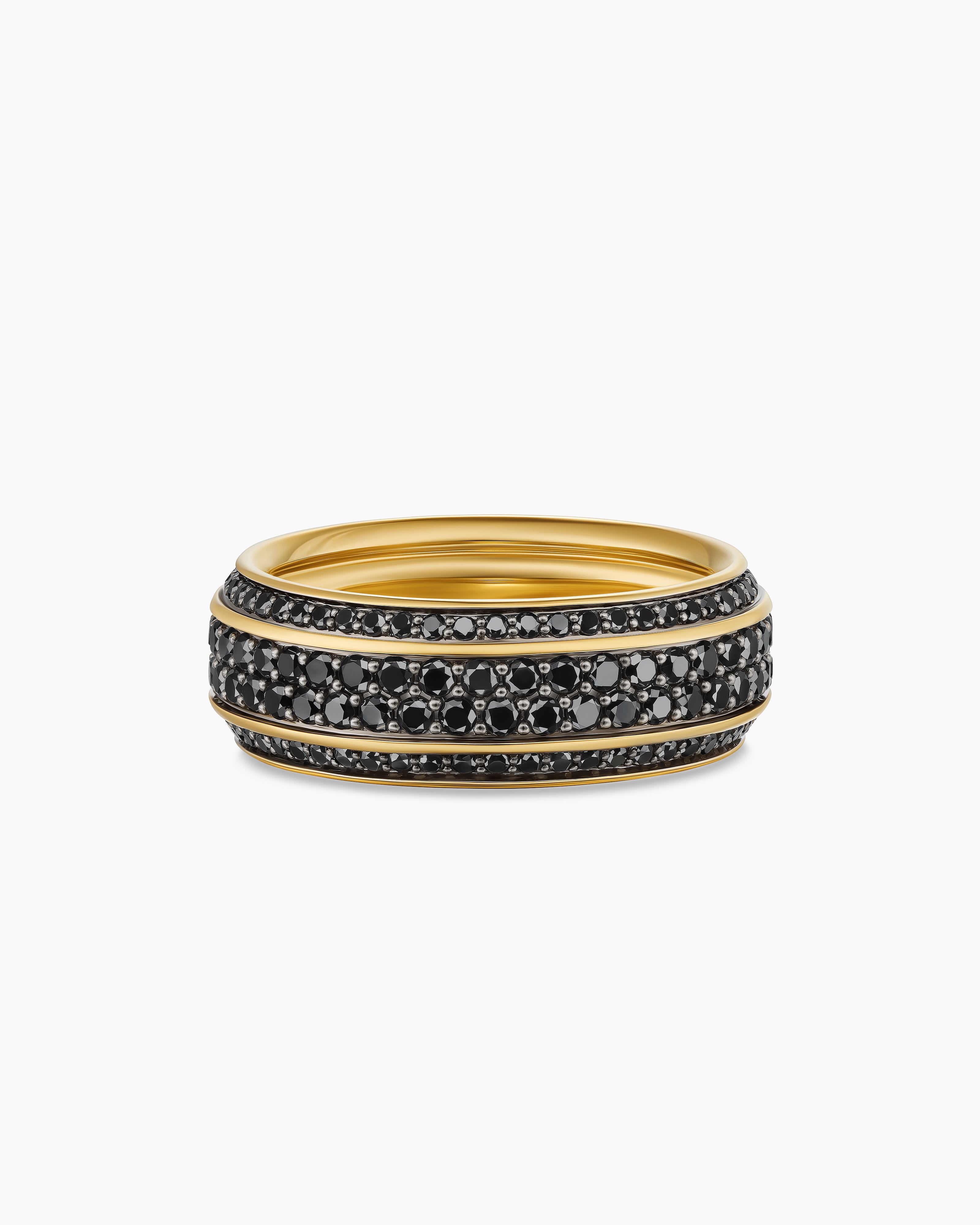 Mens Streamline Beveled Band Ring in 18K Yellow Gold, 8.5mm