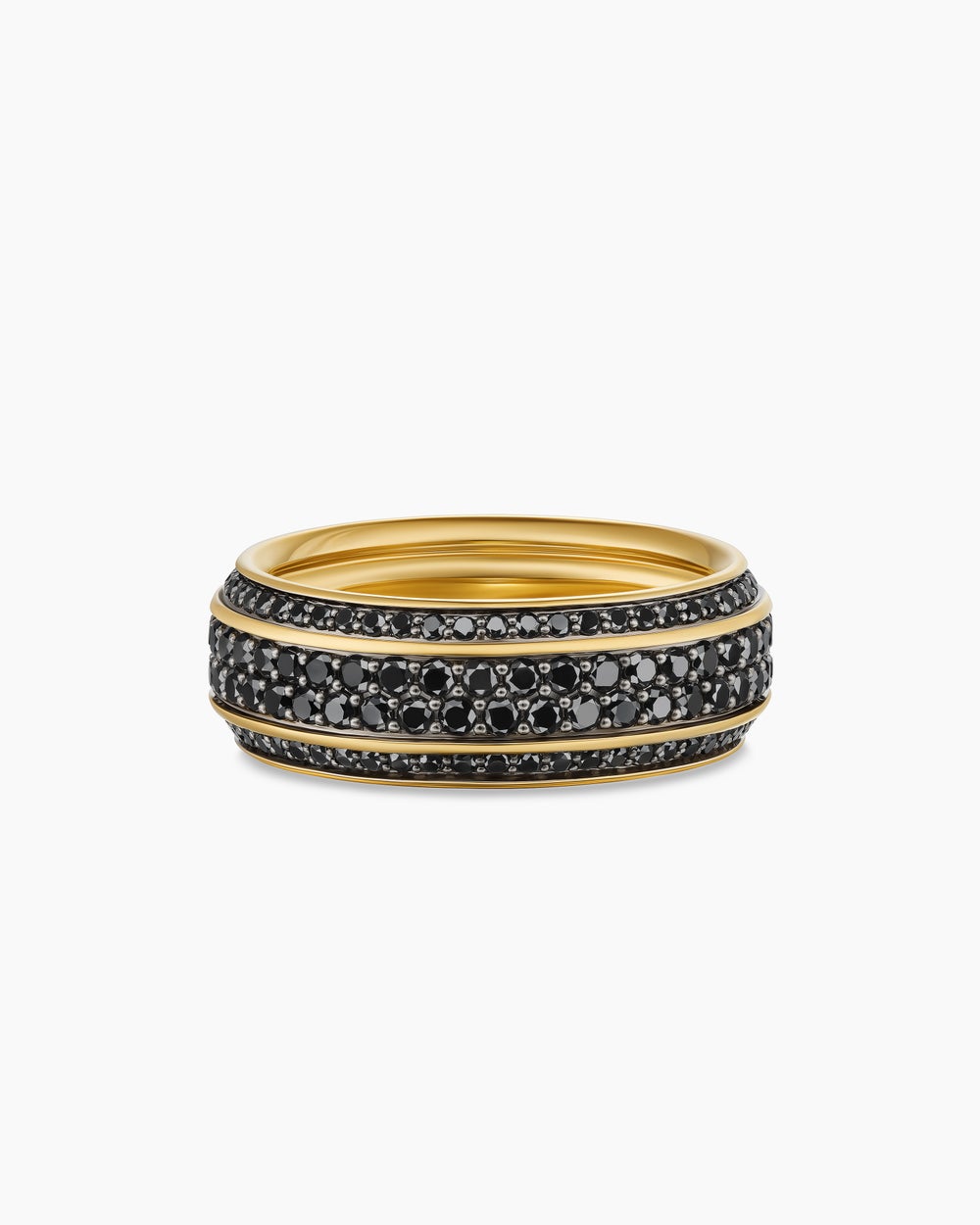 Mens Streamline Beveled Band Ring in 18K Yellow Gold, 8.5mm