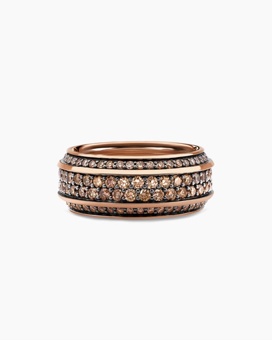 Streamline® Beveled Band Ring in 18ct Rose Gold with Cognac Diamonds, 8.5mm