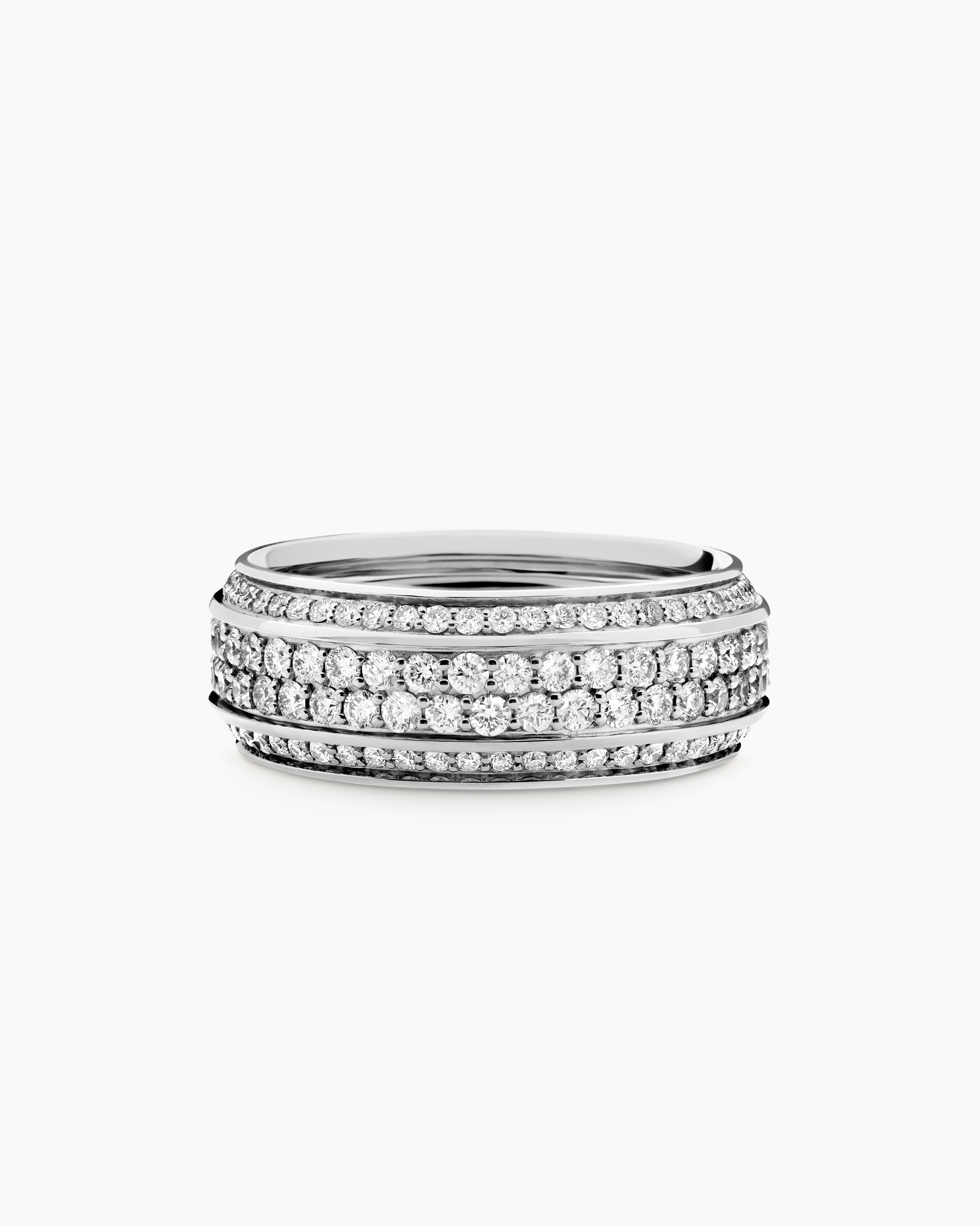 Anneau Beveled Streamline en or blanc 18 carats, 8,5 mm hommes 