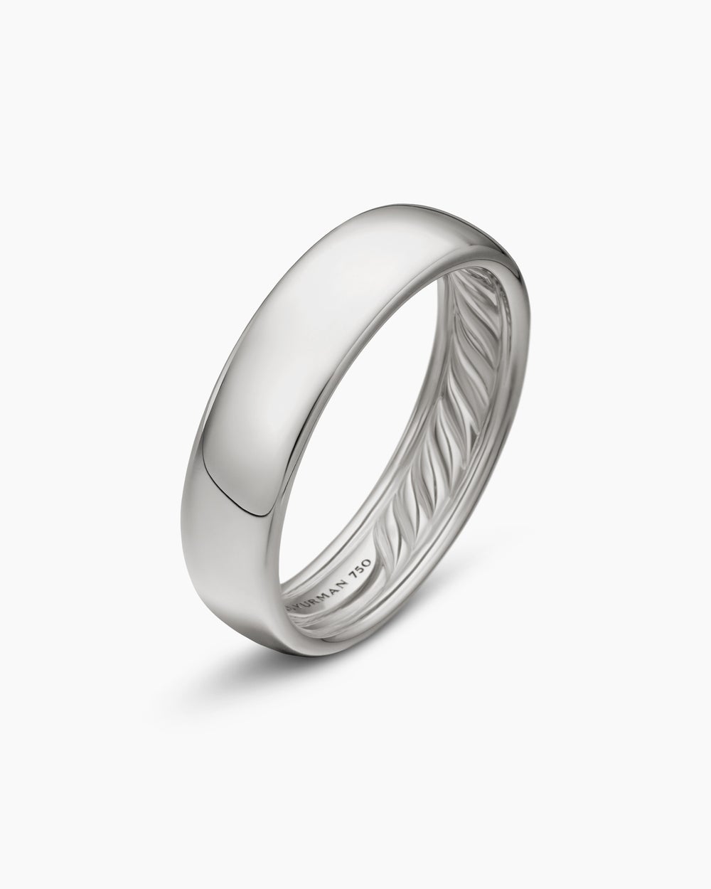 Anneau DY classique en or blanc 18 carats, 6 mm homme