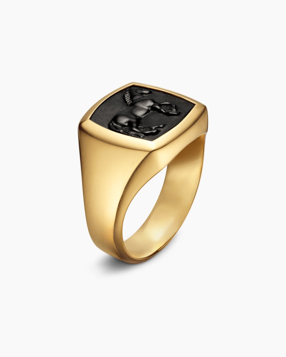 Mens Petrvs Horse Pinky Ring in 18K Yellow Gold, 14.8mm