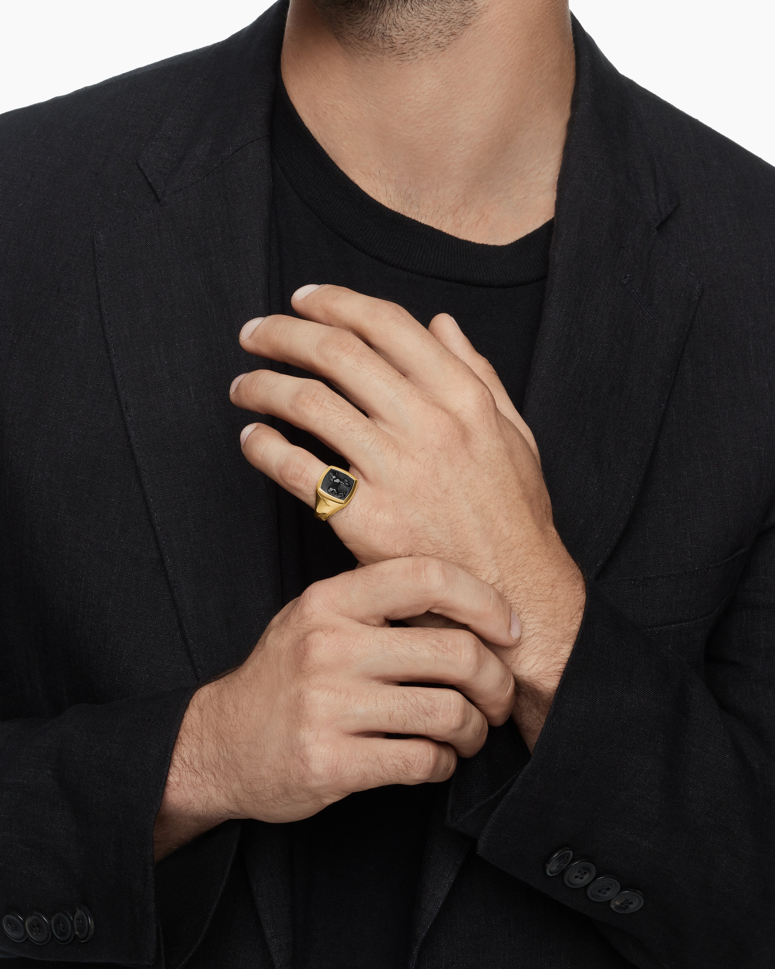 Men's Gold & Onyx Pinky Ring | David Yurman
