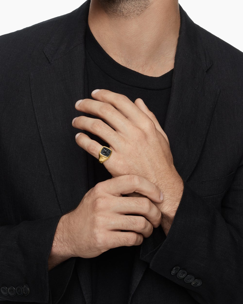 Mens Petrvs Horse Pinky Ring in 18K Yellow Gold, 14.8mm