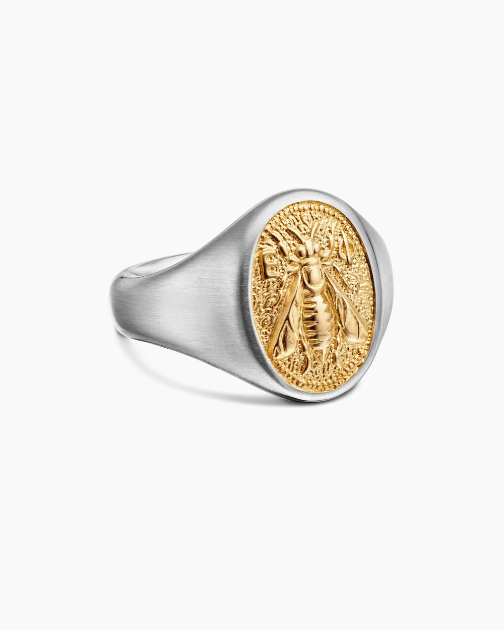 Bague pour auriculaire Abeille Petrvs en argent sterling avec or jaune 18 carats, 15,5 mm pour hommes