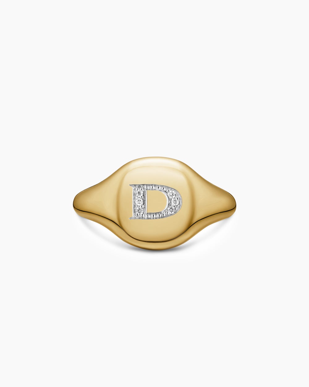 Bague pour auriculaire à initiale DY en or jaune 18 carats avec diamants, 9,8 mm femmes
