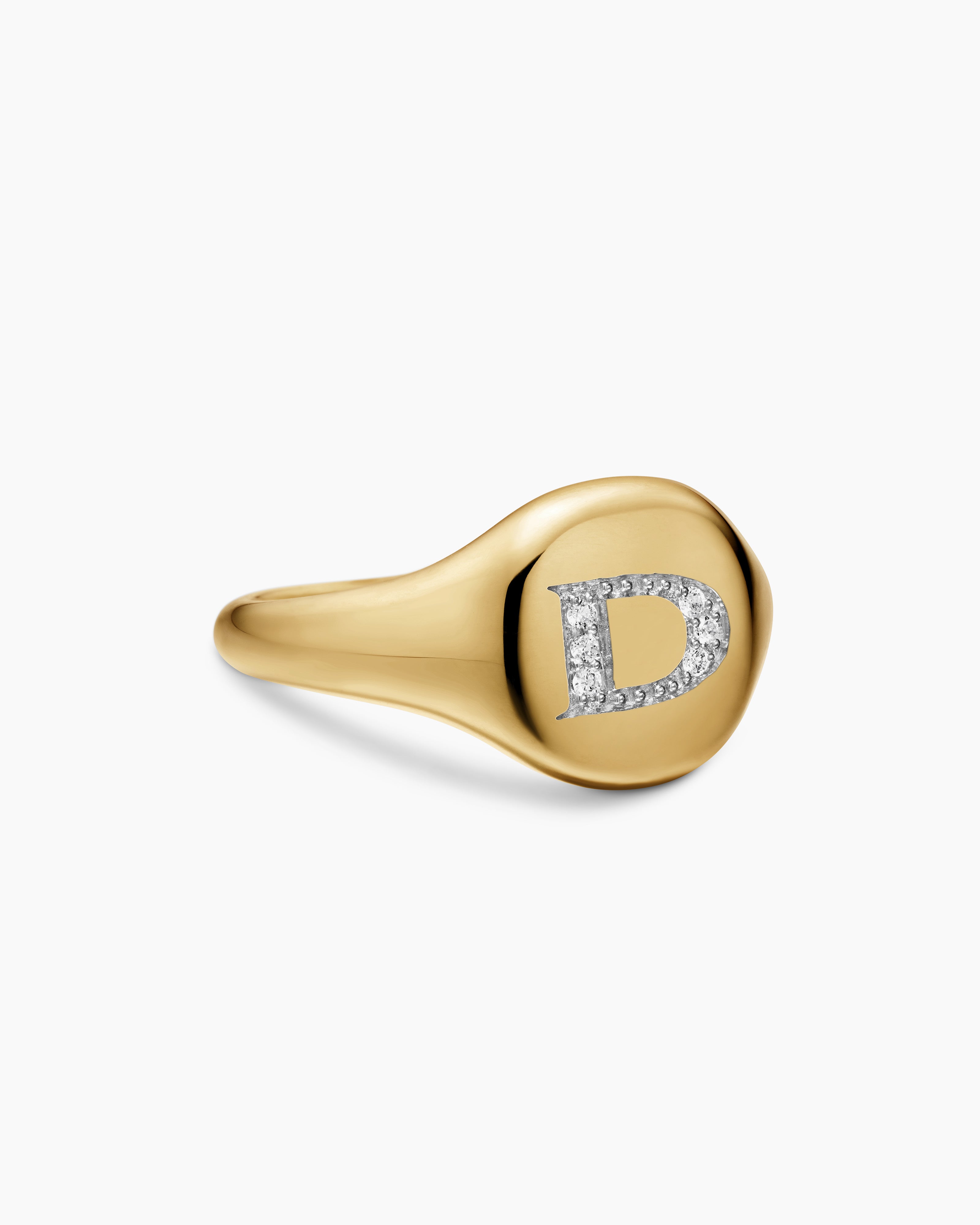 Bague pour auriculaire &agrave; initiale DY en or jaune 18 carats avec diamants, 9,8 mm femmes 