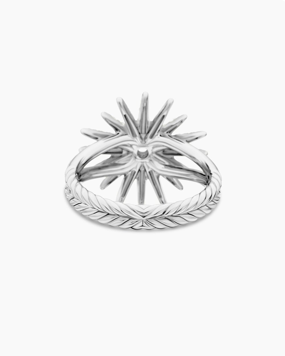 Womens Starburst Ring in 18K White Gold with Diamonds, 20mm