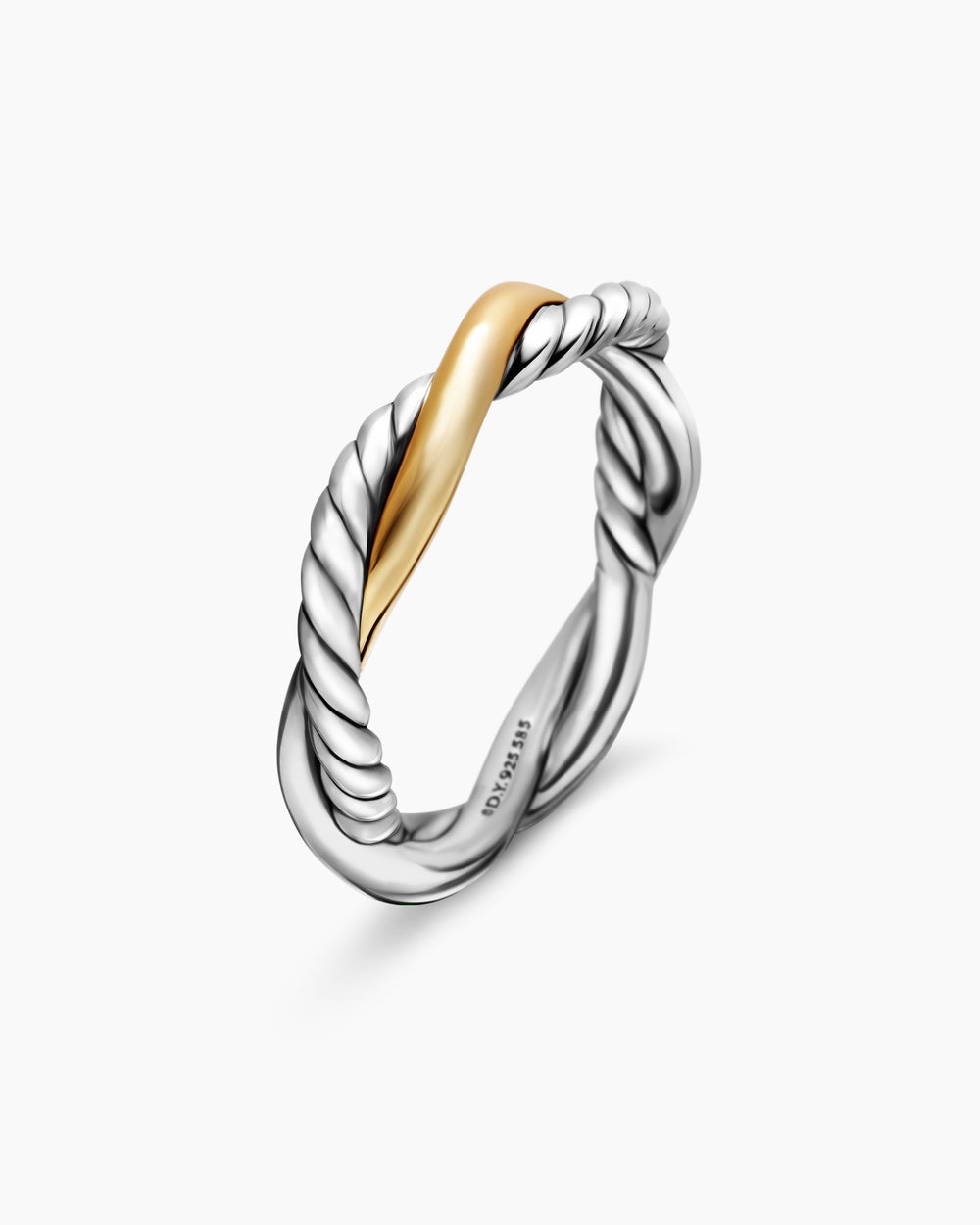 Womens Petite Infinity Band Ring in Sterling Silver with 14K Yellow Gold, 4mm