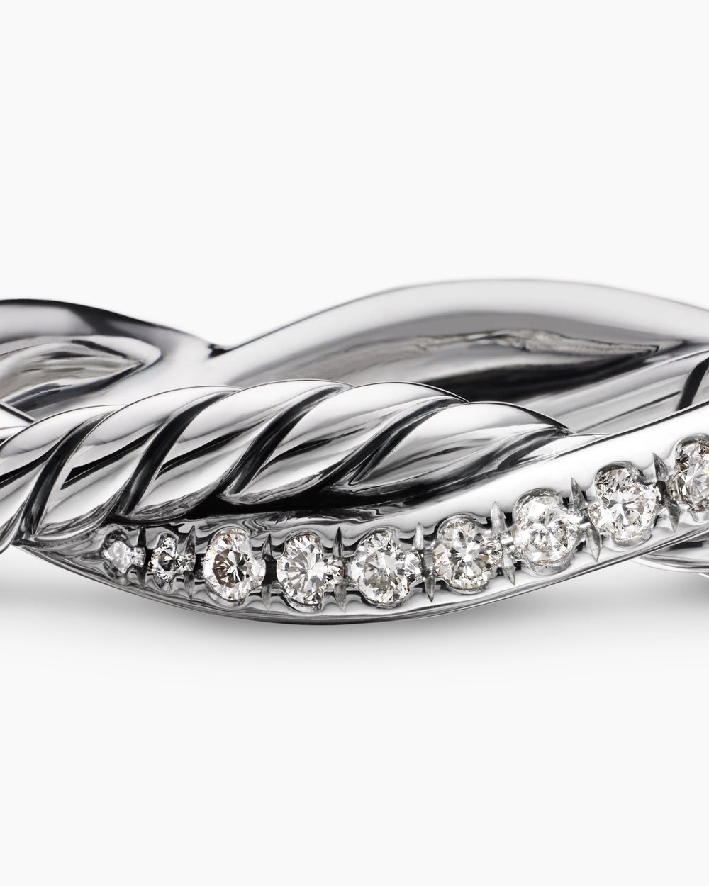 Womens Petite Infinity Band Ring in Sterling Silver with Diamonds, 4mm