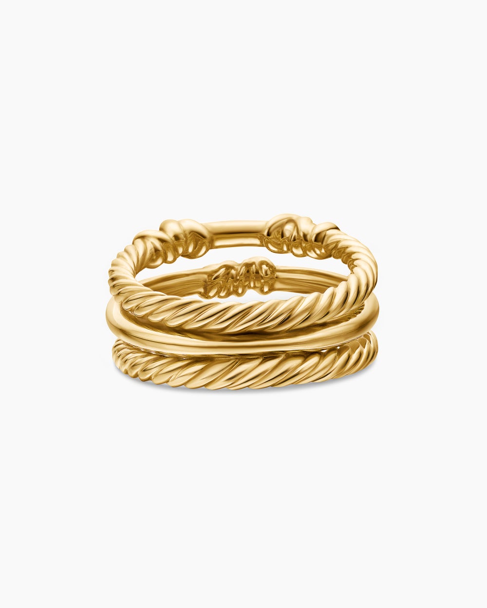 Womens Petite Helena Wrap Three Row Ring in 18K Yellow Gold with Diamonds, 12mm