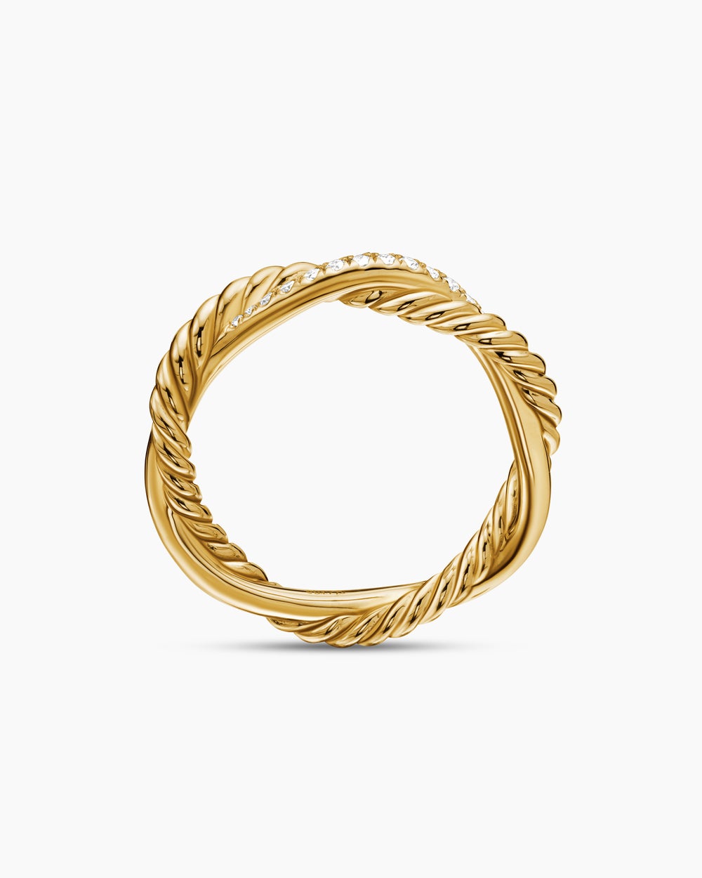 Womens Petite Infinity Band Ring in 18K Yellow Gold with Diamonds, 4mm