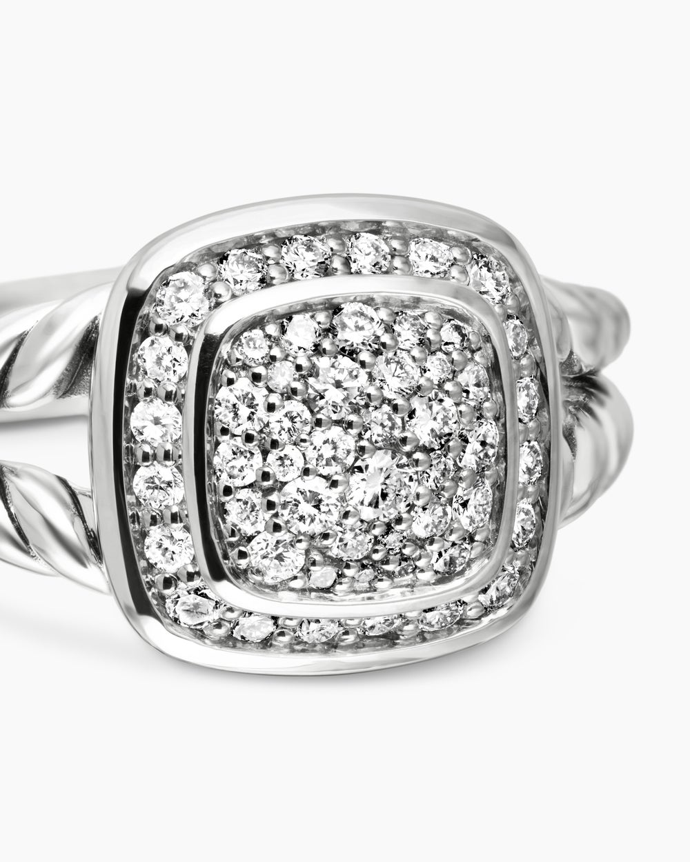 Womens Petite Albion Ring in Sterling Silver with Pavé, 7mm