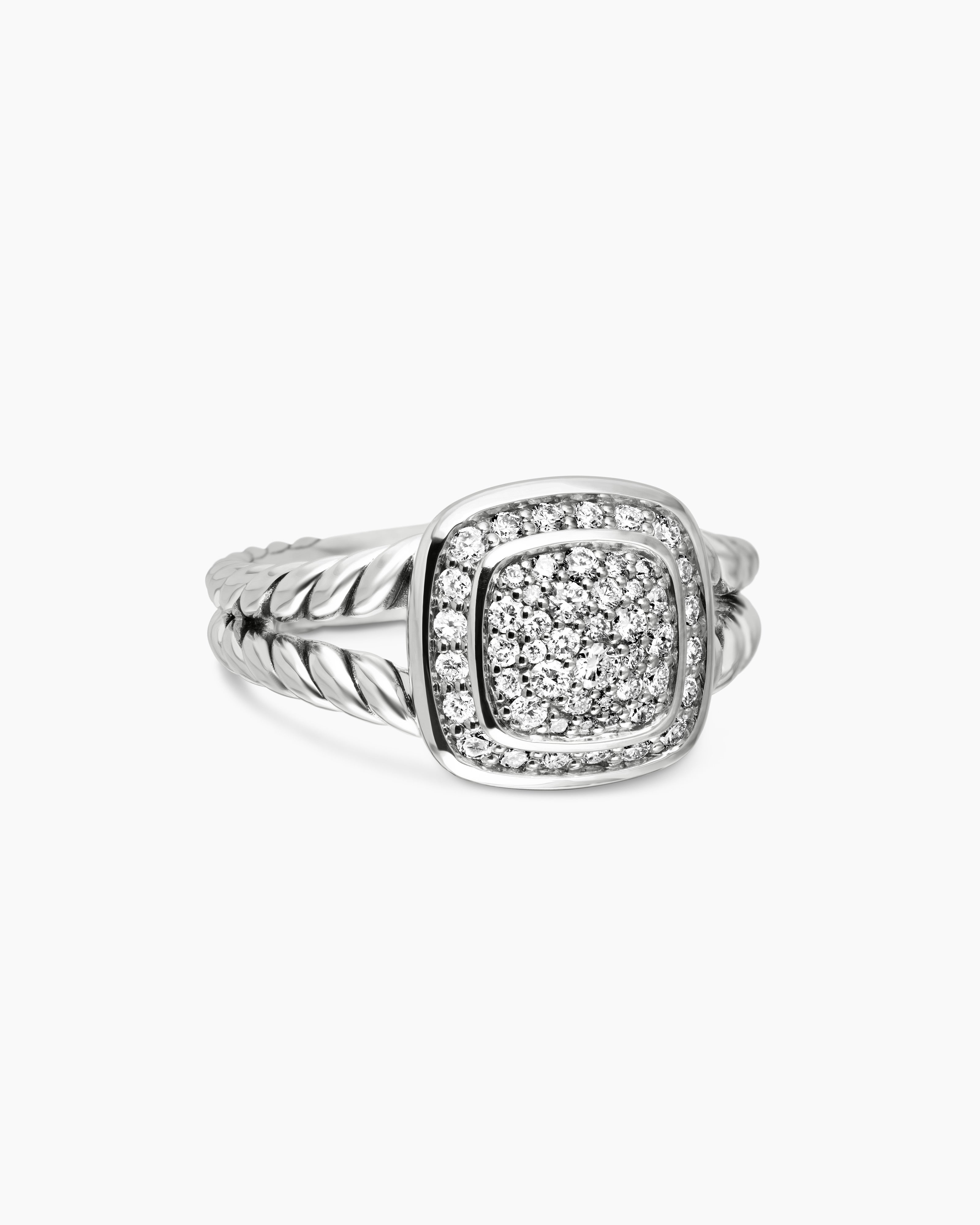 Womens Petite Albion Ring in Sterling Silver with Pav&eacute;, 7mm