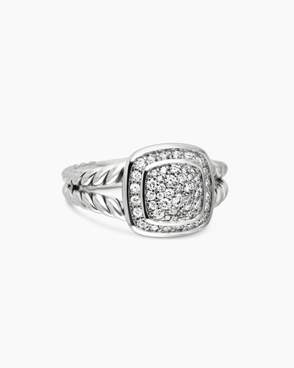 Womens Petite Albion Ring in Sterling Silver with Pavé, 7mm