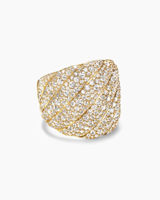 Bague torsade sculptée en or jaune 18 carats avec diamants, 20 mm