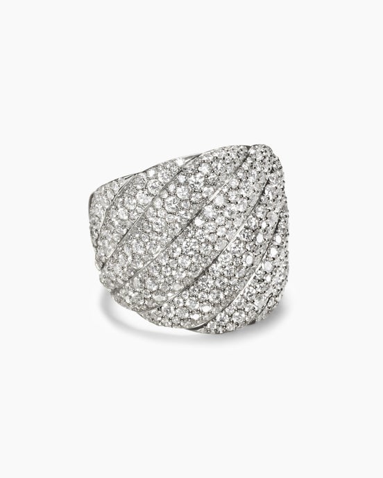Bague torsade sculptée en or blanc 18 carats avec diamants, 20 mm