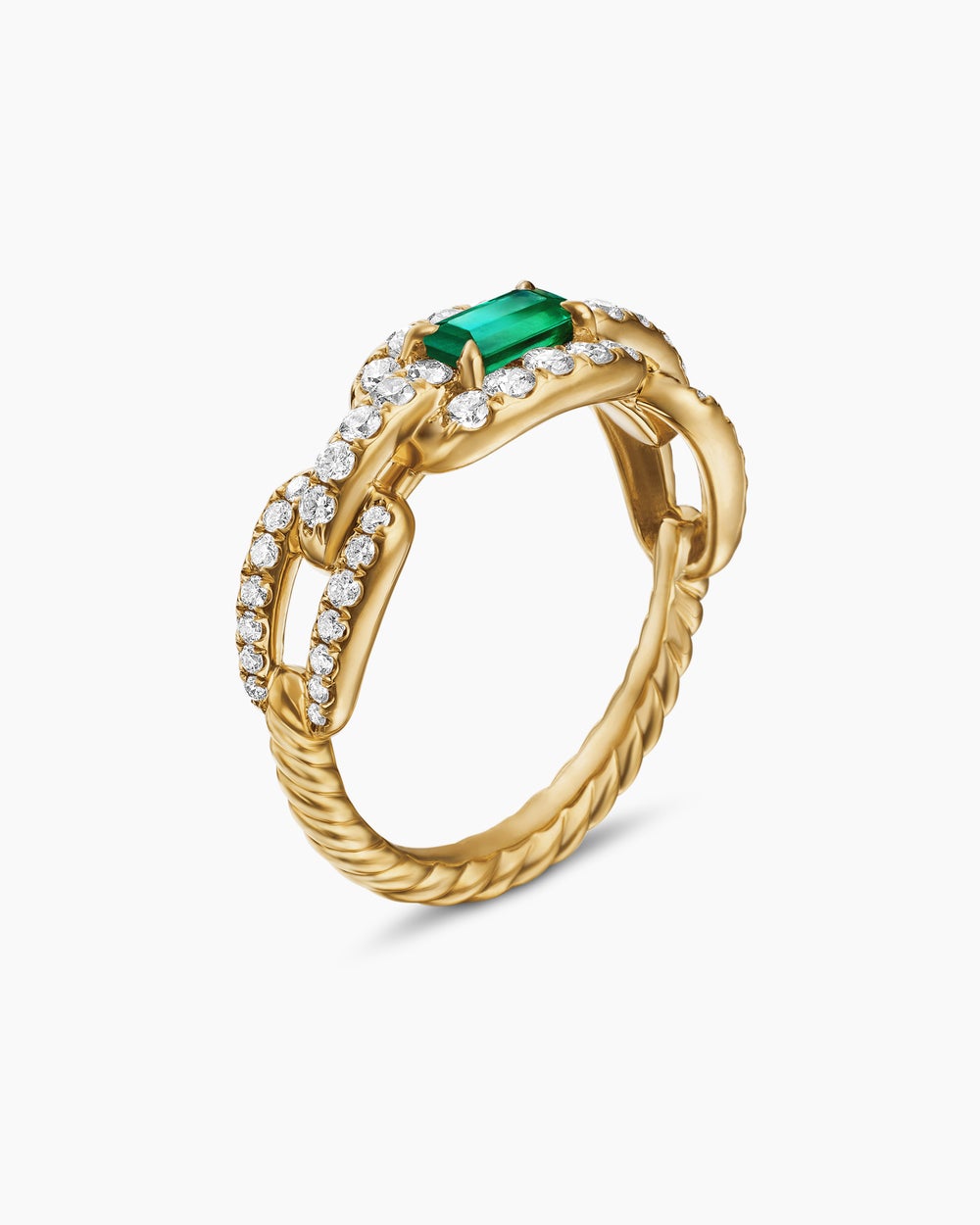 Womens Stax Chain Link Stone Ring in 18K Yellow Gold with Diamonds, 7mm