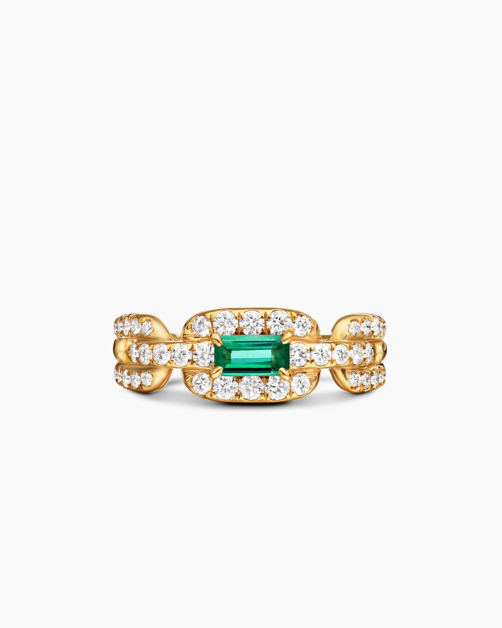 Womens Stax Chain Link Stone Ring in 18K Yellow Gold with Diamonds, 7mm