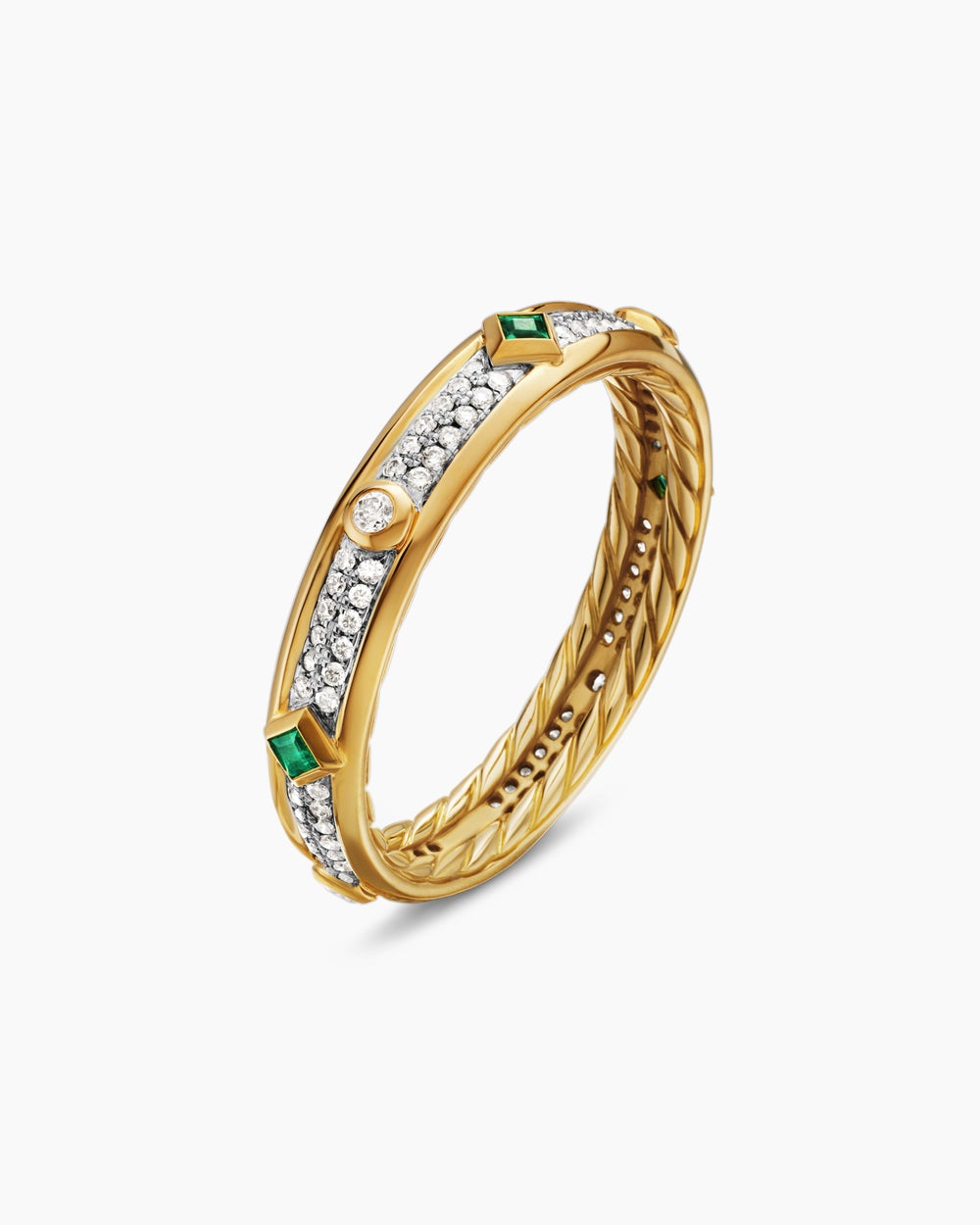 Anneau Modern Renaissance en or jaune 18 carats avec diamants, 4 mm femme