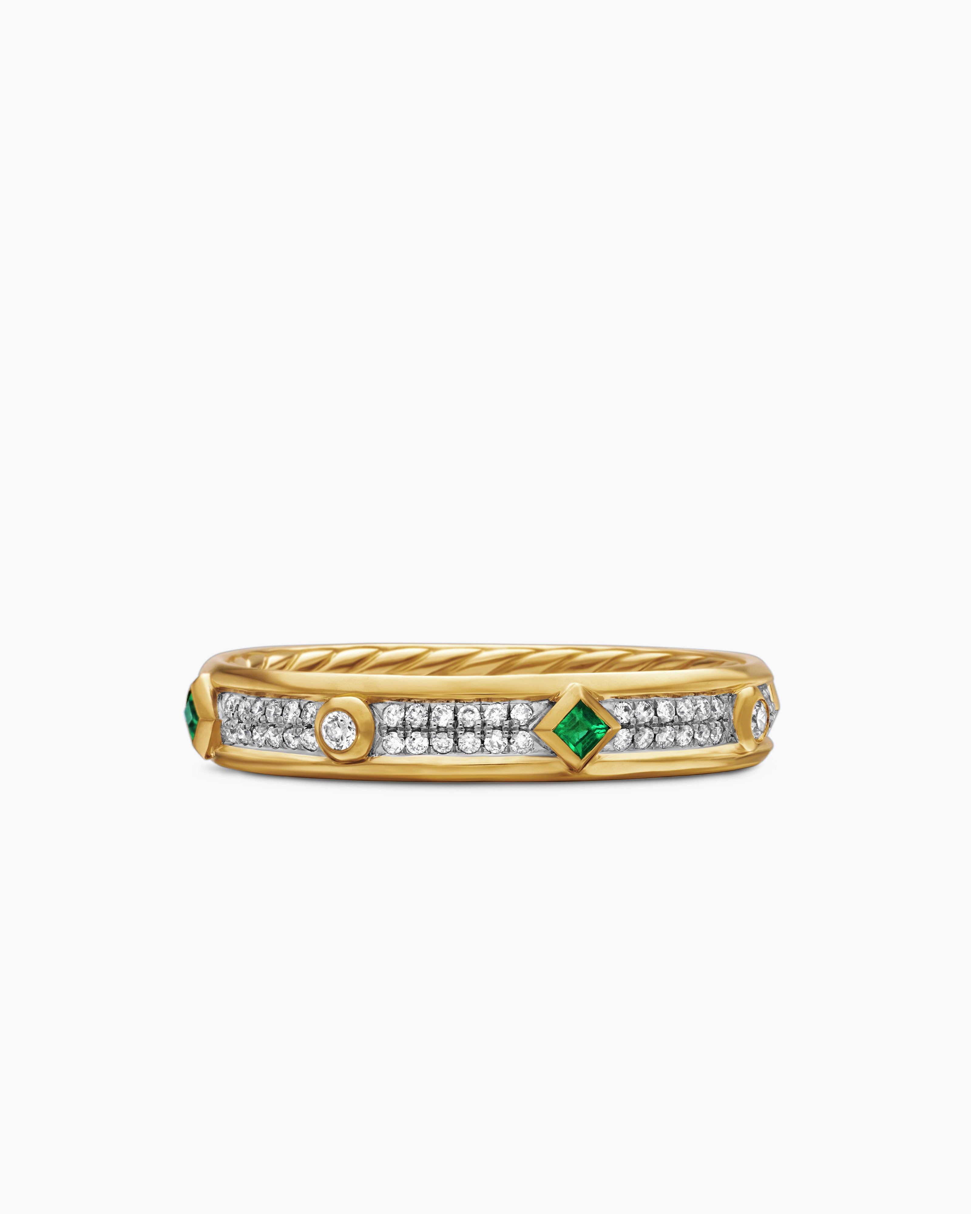 Anneau Modern Renaissance en or jaune 18 carats avec diamants, 4 mm femme 