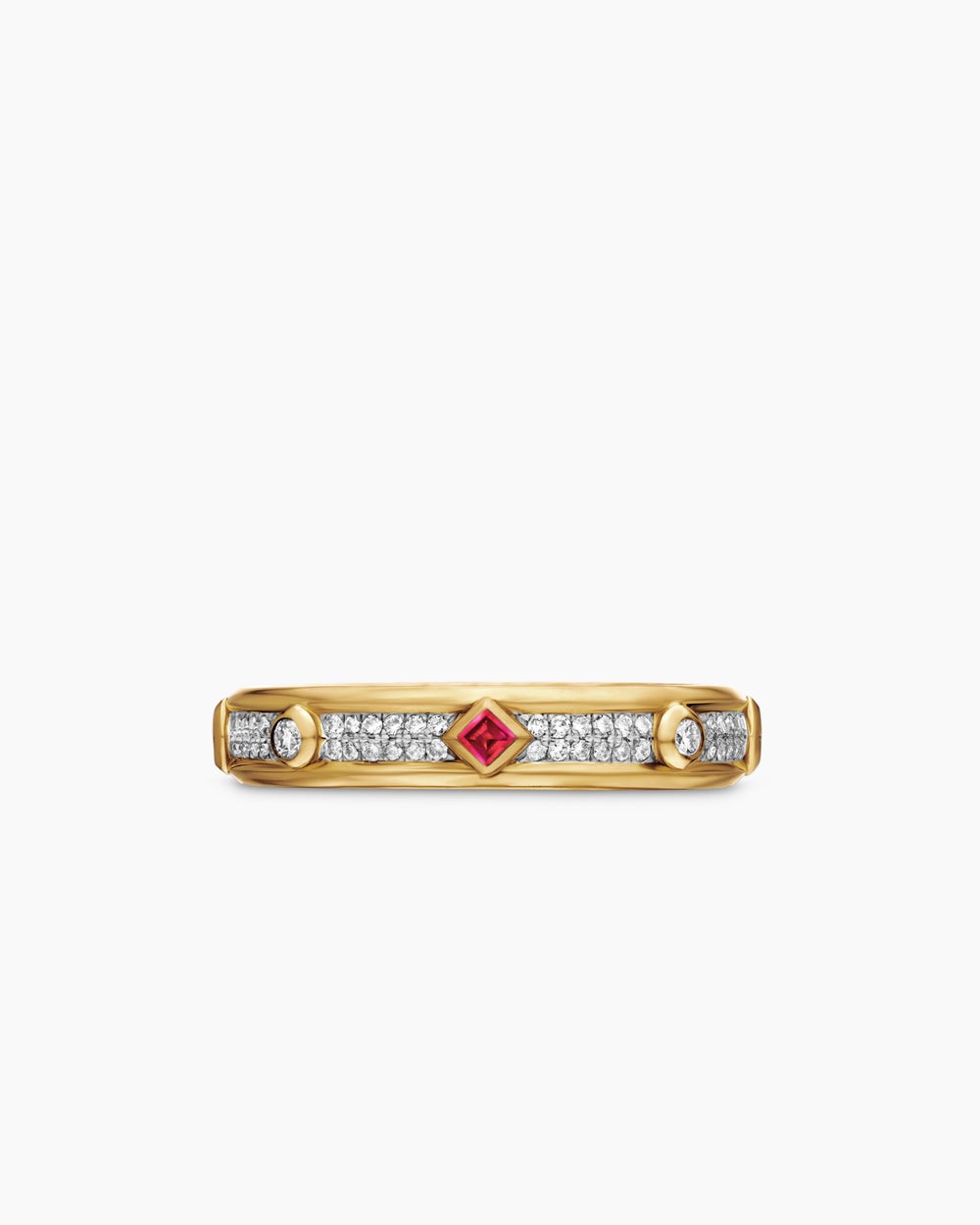 Womens Modern Renaissance Band Ring in 18K Yellow Gold with Diamonds, 4mm