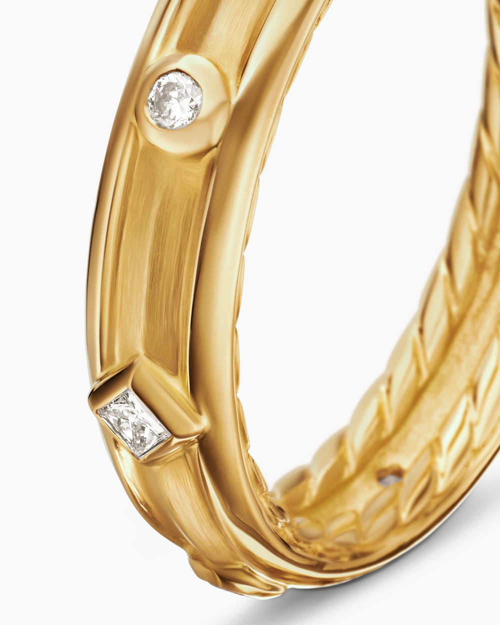 Womens Modern Renaissance Band Ring in 18K Yellow Gold with Diamonds, 4mm