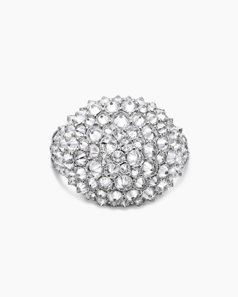 Womens Reverse Set Pavé Signet Ring in 18K White Gold with Diamonds, 17.5mm