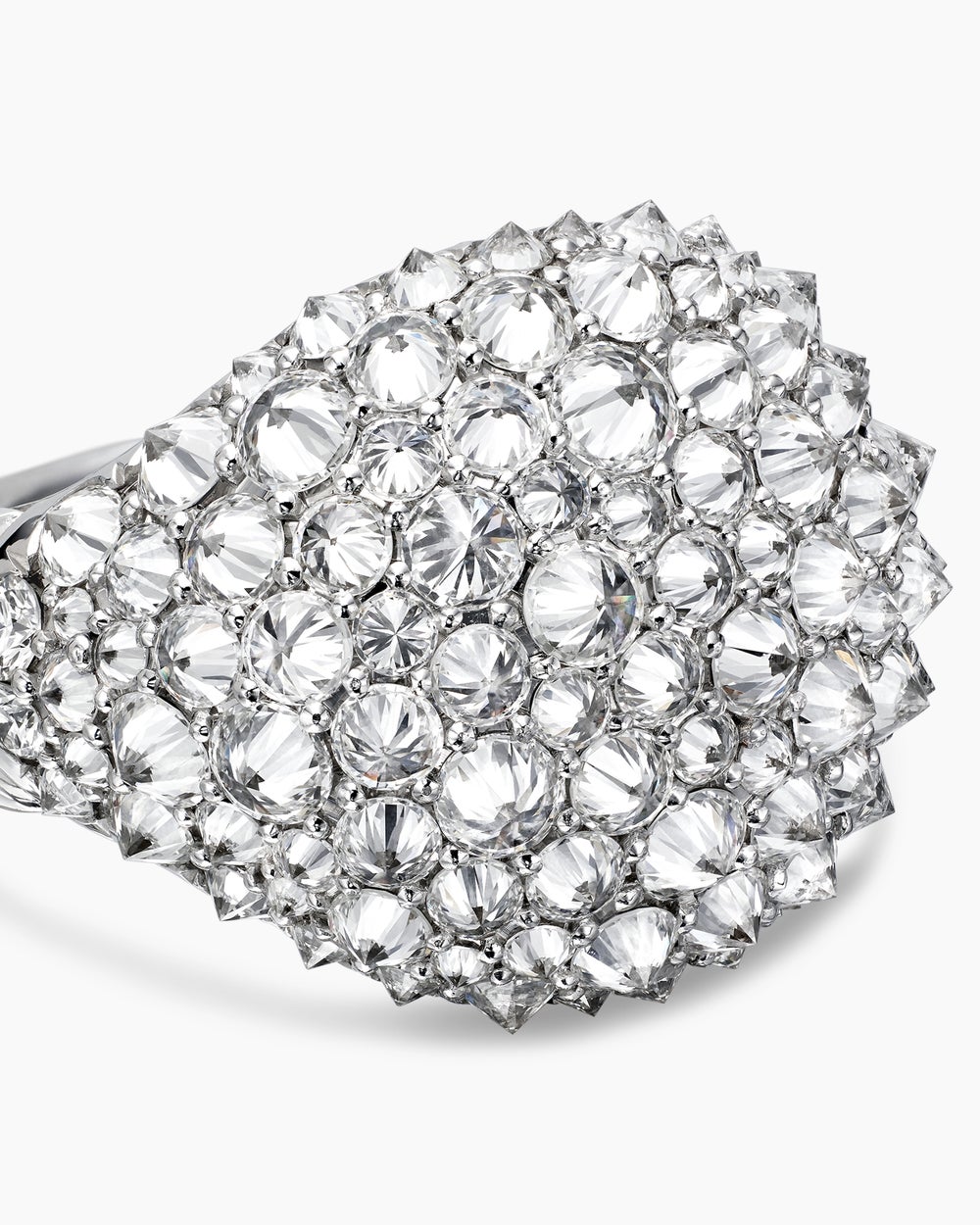 Womens Reverse Set Pavé Signet Ring in 18K White Gold with Diamonds, 17.5mm