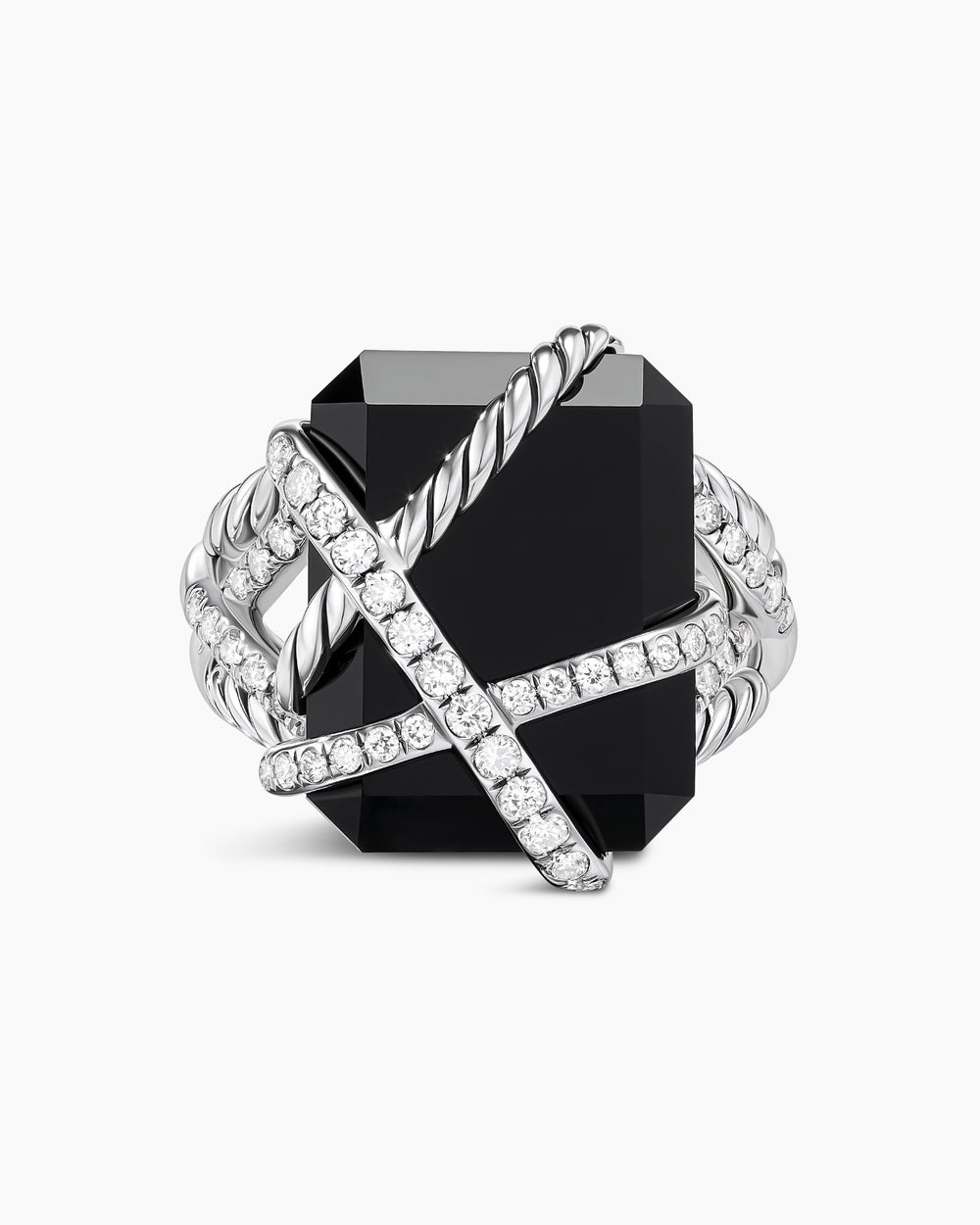Womens Cable Wrap Ring in Sterling Silver with Diamonds, 20.4mm