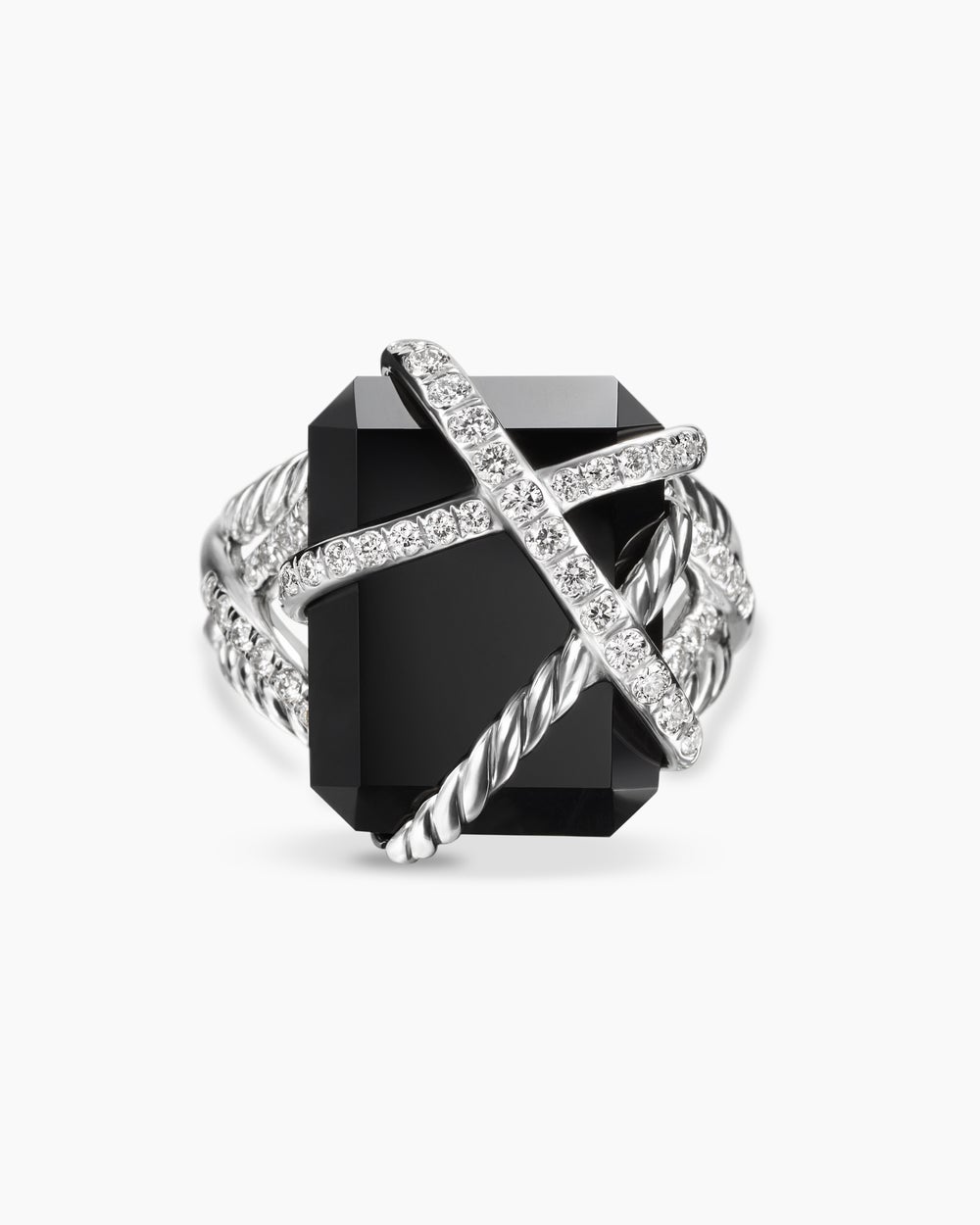 Womens Cable Wrap Ring in Sterling Silver with Diamonds, 20.4mm