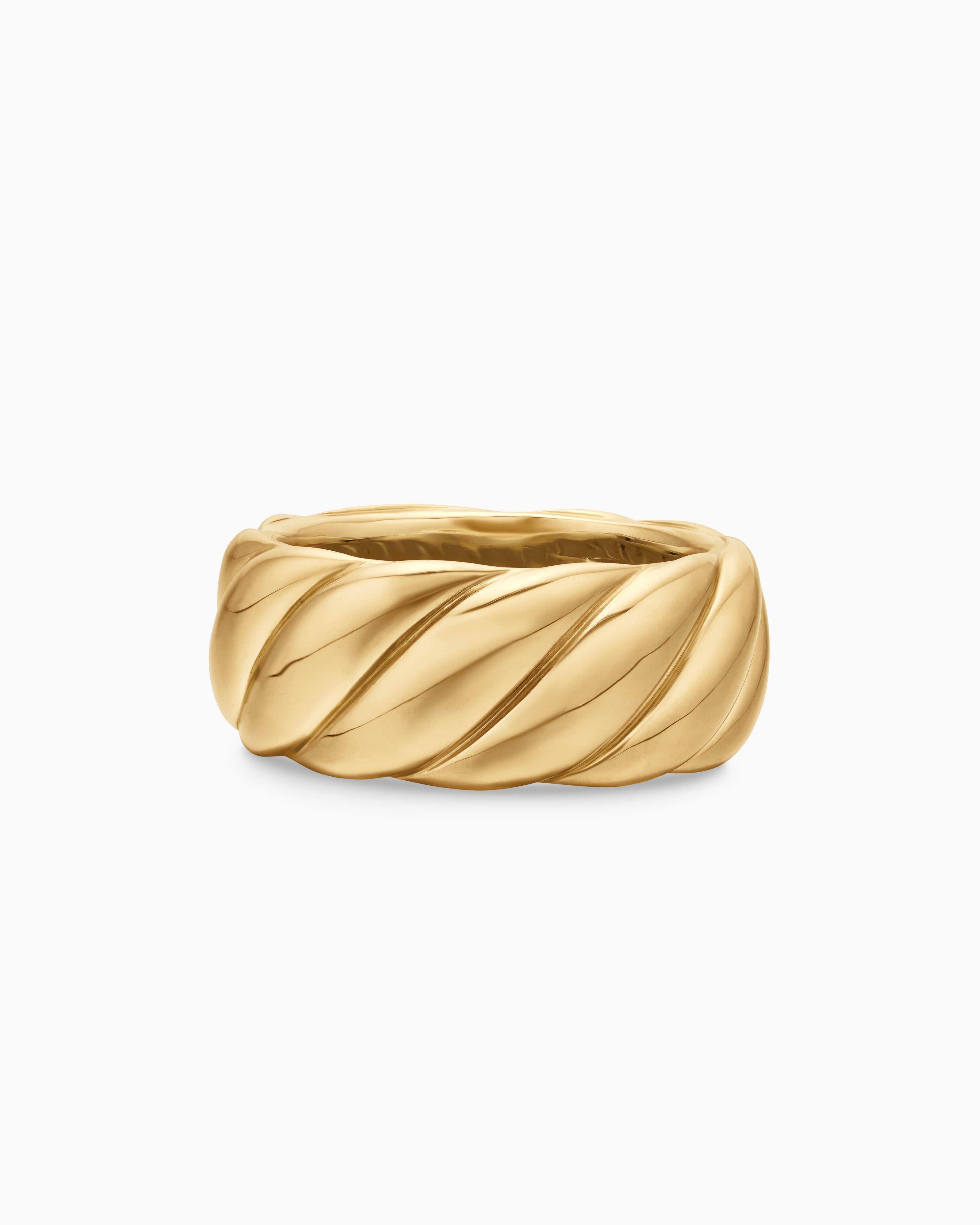 Womens Sculpted Cable Band Ring in 18K Yellow Gold, 9mm