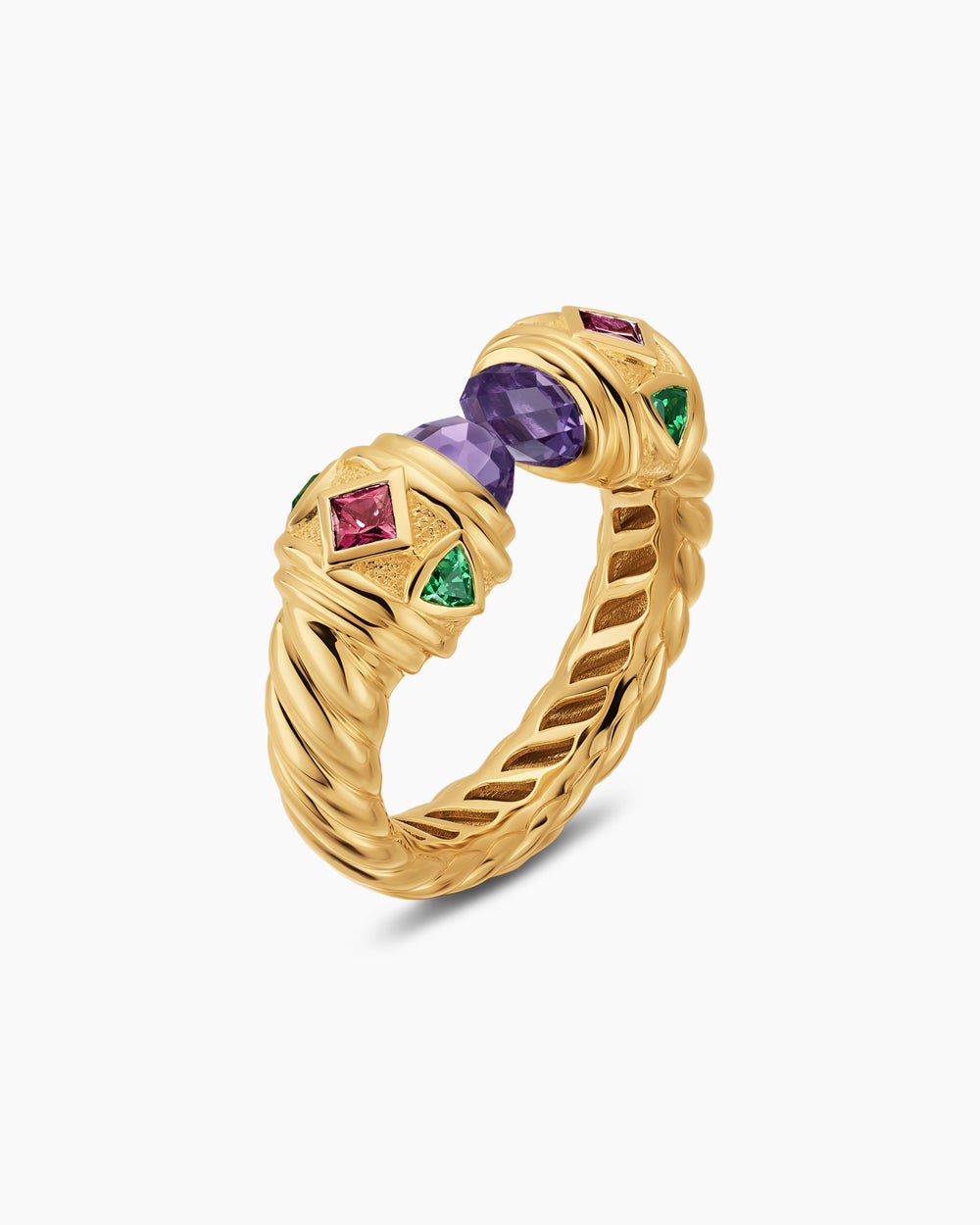 Bague Renaissance colorée en or jaune 18 carats, 10 mm femmes