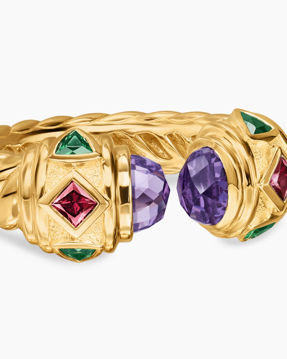Bague Renaissance colorée en or jaune 18 carats, 10 mm femmes