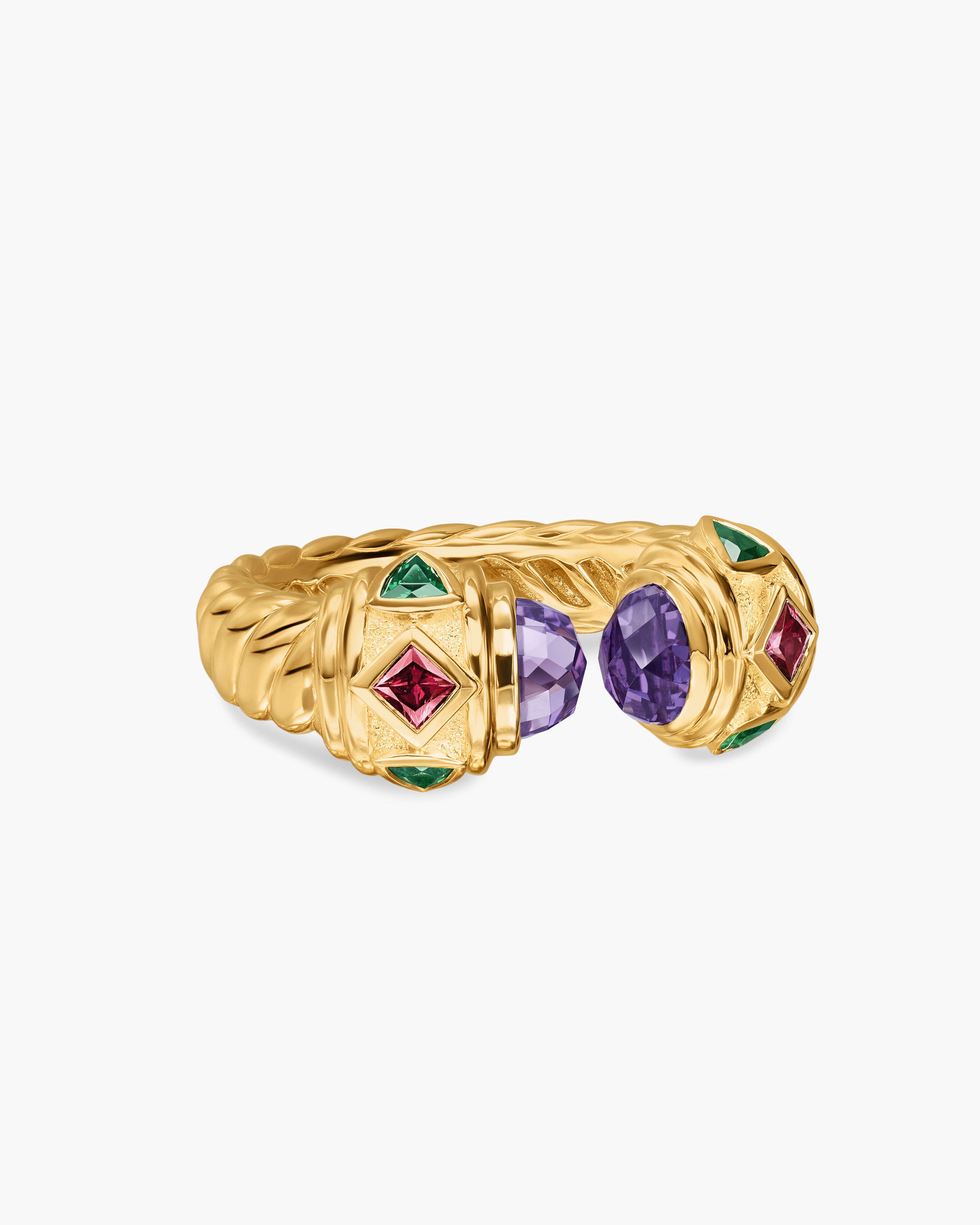 Bague Renaissance color&eacute;e en or jaune 18 carats, 10 mm femmes 