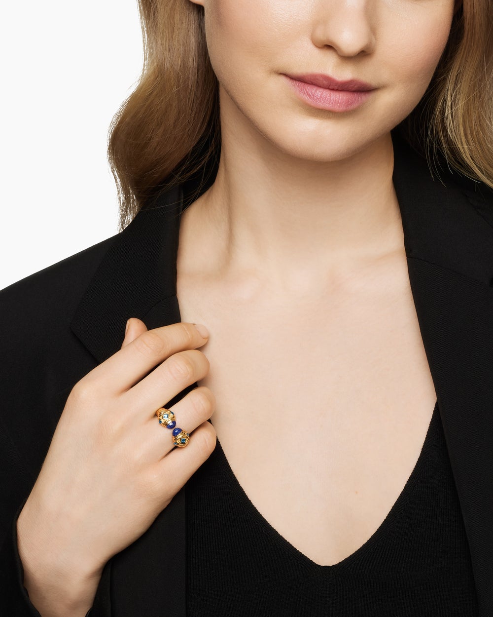 Womens Renaissance Color Ring in 18K Yellow Gold, 10mm