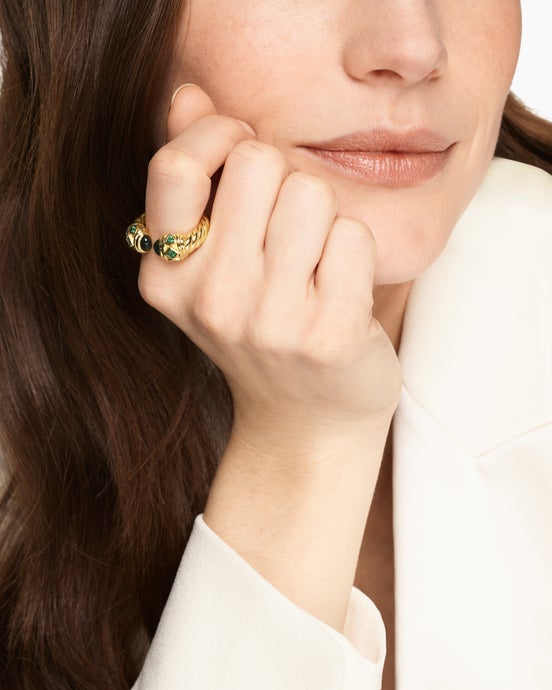 Renaissance® Color Ring in 18K Yellow Gold with Black Onyx and Tsavorites, 10mm