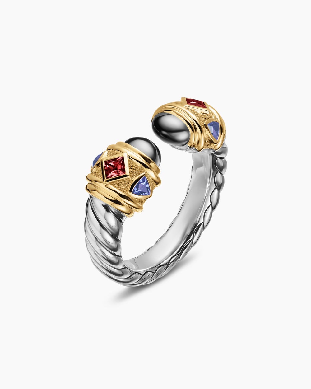 Womens Renaissance Color Ring in Sterling Silver with 14K Yellow Gold, 10mm