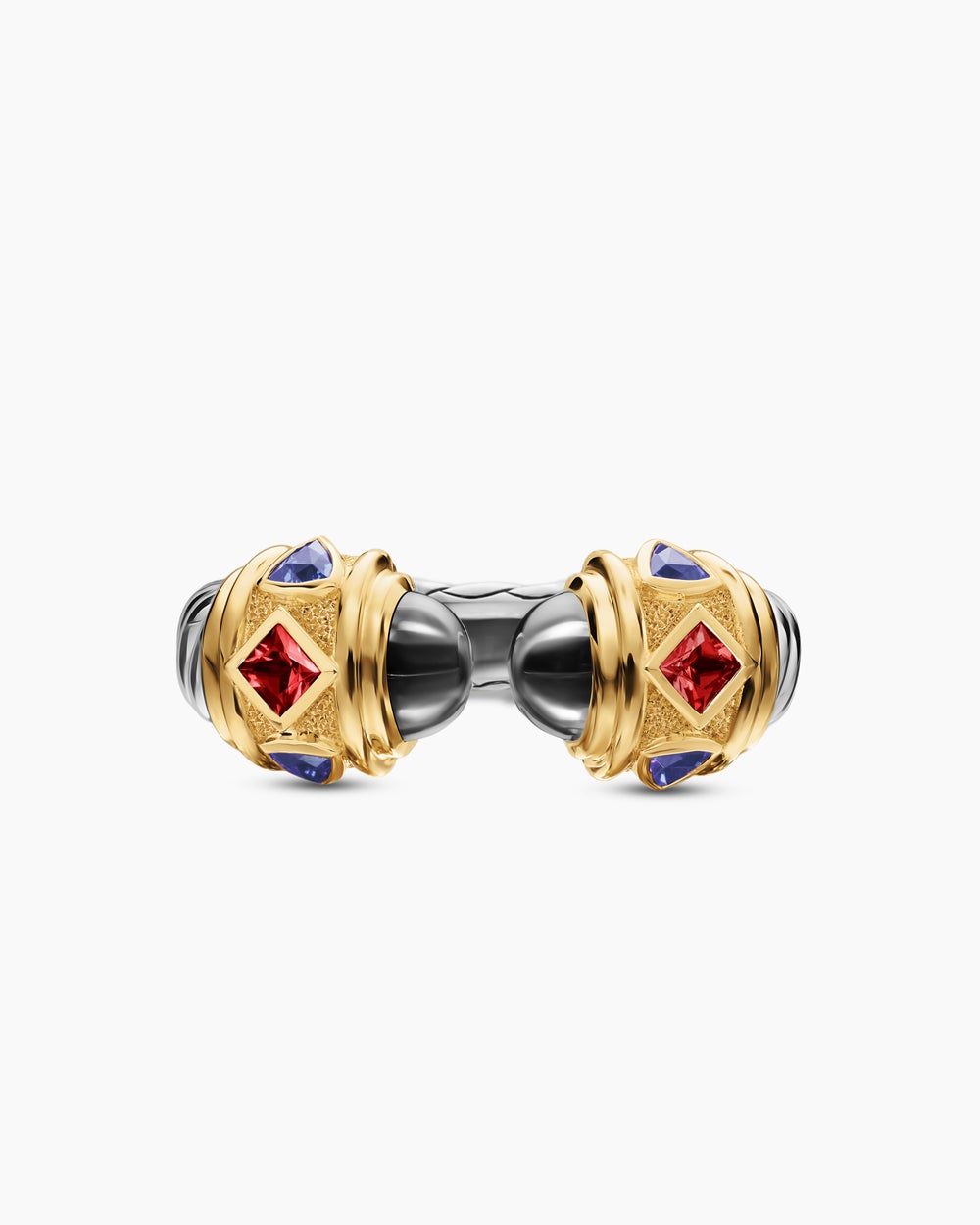 Womens Renaissance Color Ring in Sterling Silver with 14K Yellow Gold, 10mm