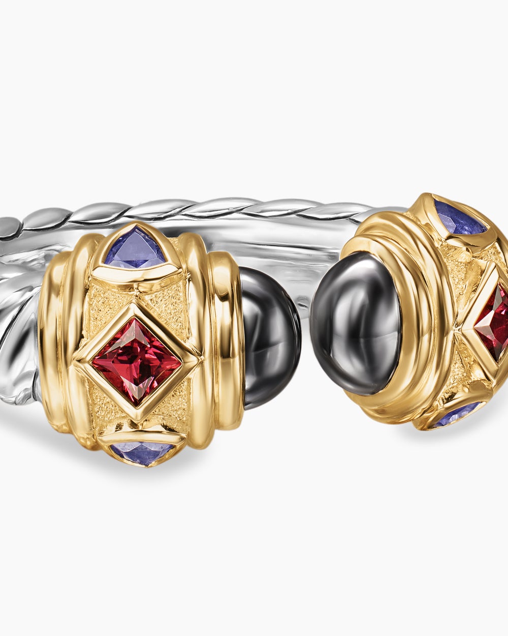 Womens Renaissance Color Ring in Sterling Silver with 14K Yellow Gold, 10mm