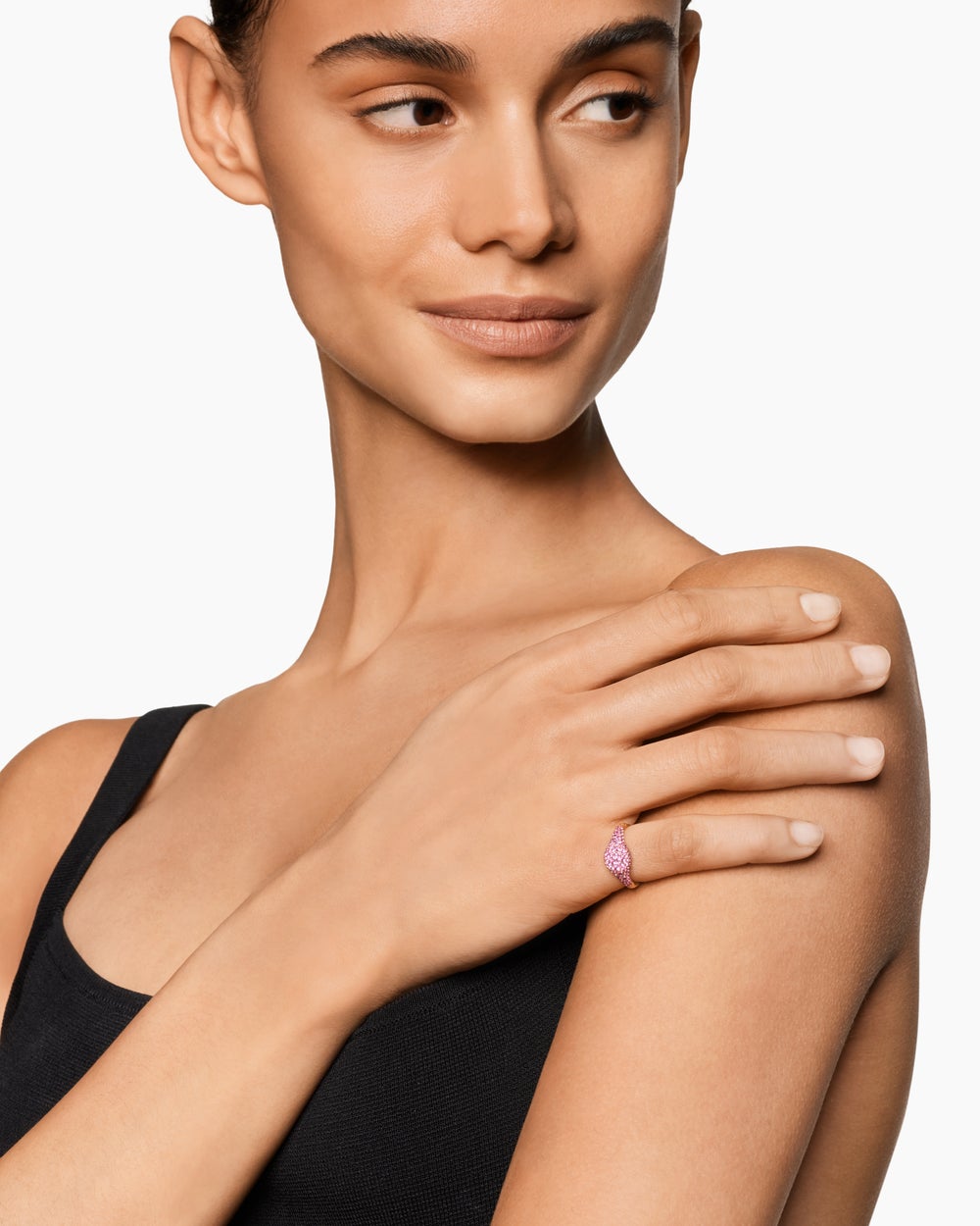 Womens Petite Pavé Pinky Ring in 18K Rose Gold, 7mm
