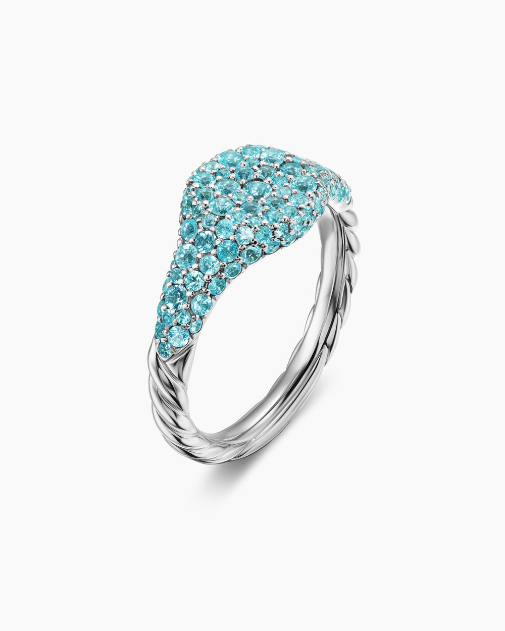 Womens Petite Pavé Pinky Ring in 18K White Gold, 7mm