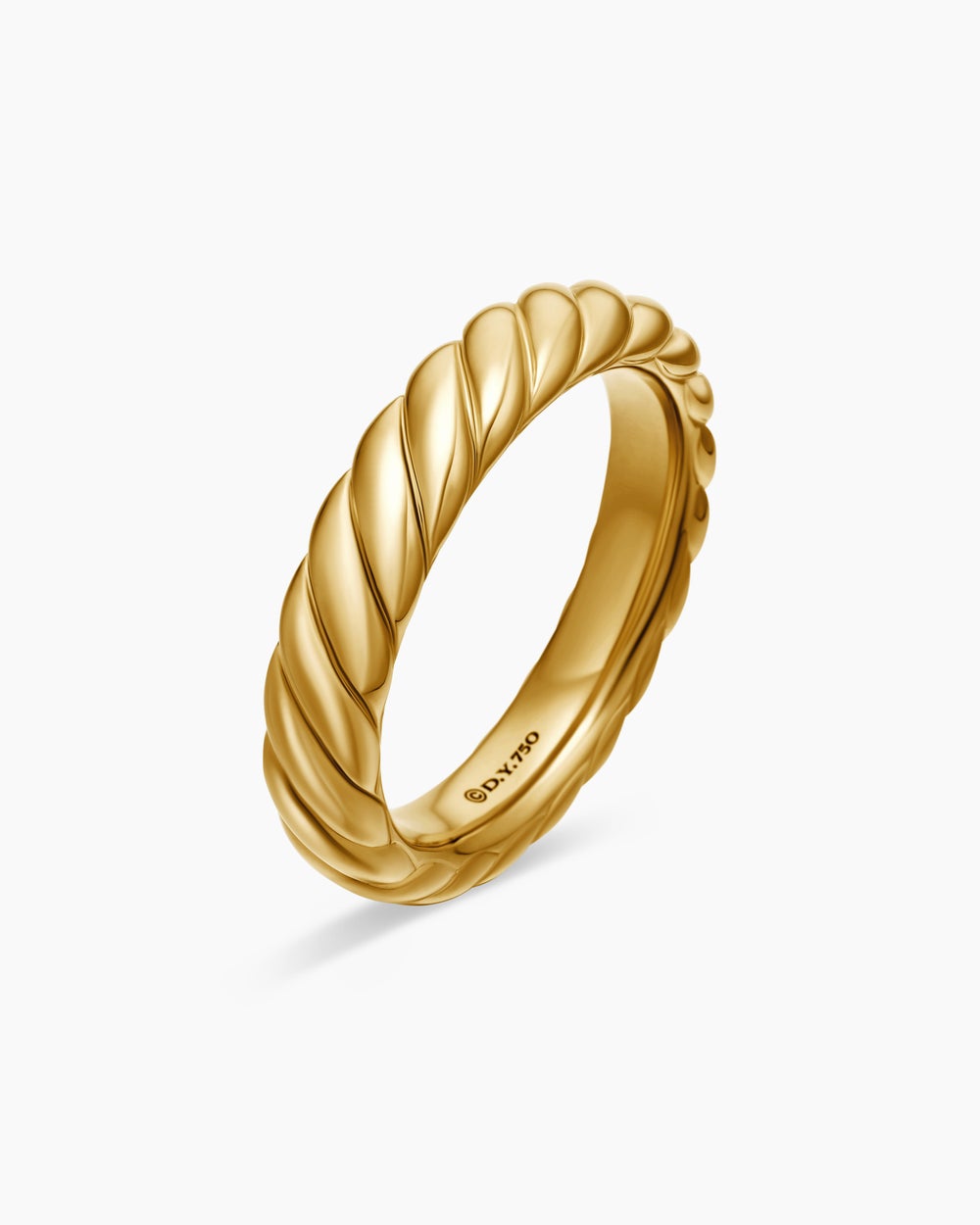 Womens Sculpted Cable Band Ring in 18K Yellow Gold, 4.6mm