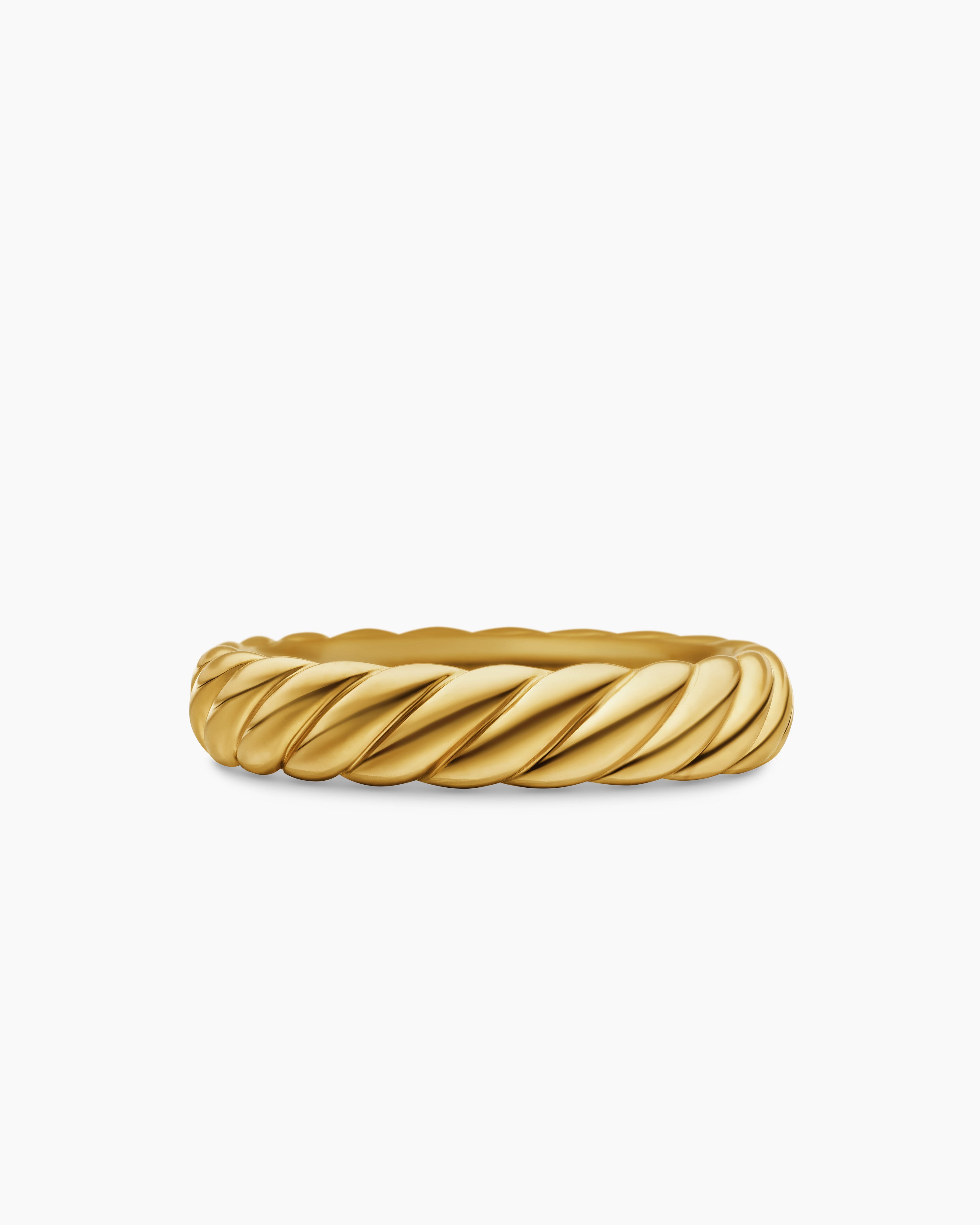 Womens Sculpted Cable Band Ring in 18K Yellow Gold, 4.6mm