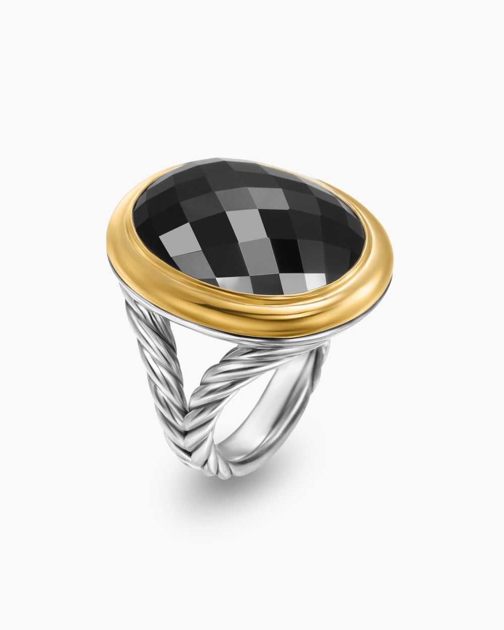 Womens Albion Oval Ring in Sterling Silver with 18K Yellow Gold, 21mm
