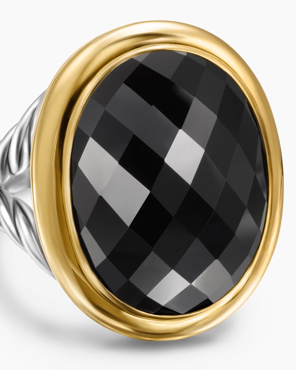 Womens Albion Oval Ring in Sterling Silver with 18K Yellow Gold, 21mm